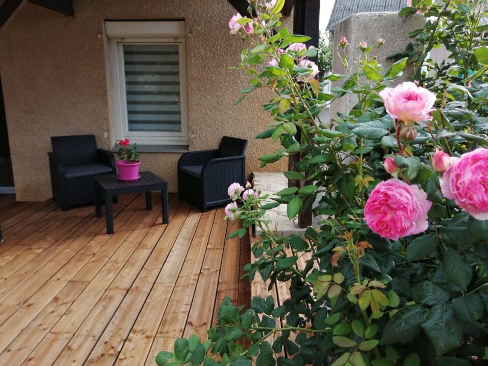 Terrasse de la chambre d'hôte - près de Rodez dans l'Aveyron